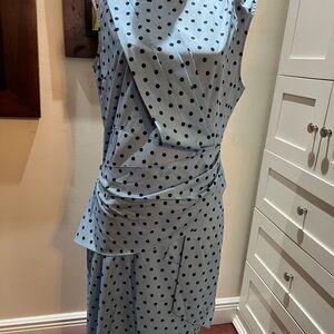 Elegant Blue Polka Dot Dress